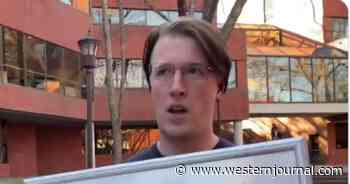 Protester Holding 'F*** Matt Walsh' Sign Can't Name Single Thing Walsh Has Done to Make Him Hold Sign