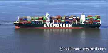 Evergreen Company Ship Remains Stuck In Chesapeake Bay - CBS Baltimore