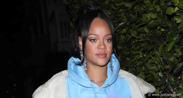 Pregnant Rihanna Pairs Hoodie with Sparkling Mini Skirt for Dinner in Santa Monica
