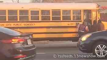 School bus driver has medical emergency, ends up on wrong side of road in Hampton