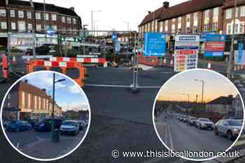 What is causing traffic by Hampden Square in East Barnet?