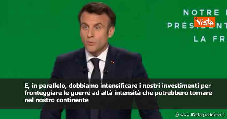 Il presidente francese Macron: “Intensificare investimenti in armamenti per saper affrontare una guerra ad alta intensità”
