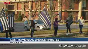 Protesters rally at SUNY Brockport over convicted cop killer's speaking engagement