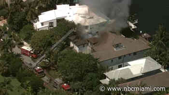 Crews Battle Large Fire at Fort Lauderdale Mansion on Intracoastal Waterway