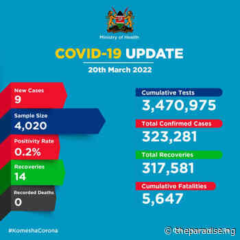 Coronavirus - Kenya: COVID-19 Update (20 March 2022) | The Paradise News - The Paradise News