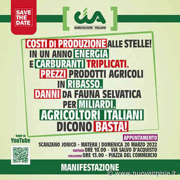 Trattori in strada dalla Puglia a Matera per l'Agricoltura del Sud - Nuova Irpinia