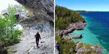 This Ontario Trail Takes You Through A Massive Hollow Cliff & Past Breathtaking Blue Water - Narcity Canada