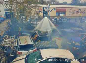 ‘Stinger’ deployed to put out fire at Burnley scrap yard