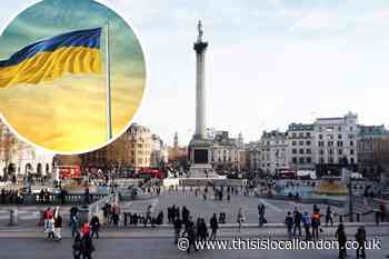 London Trafalgar Square peace march and vigil for Ukraine