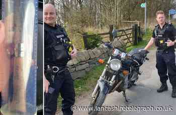 Chorley: Police picking up discarded knife seize motorbike