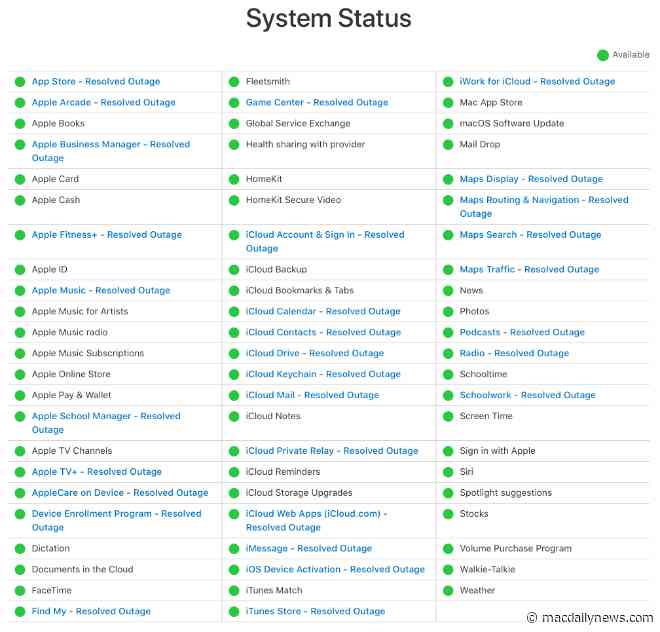 Apple resolves widespread services outage