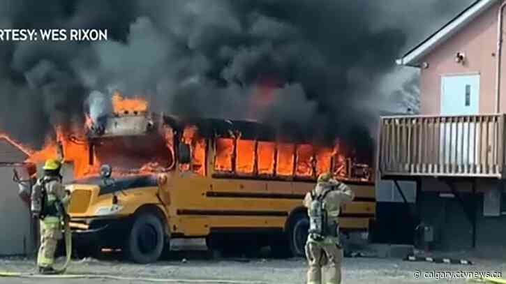 Kids playing with matches set fire to school bus in southeast Calgary