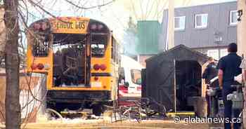 Nobody hurt in out-of-commission school bus fire started by kids playing: Calgary Fire
