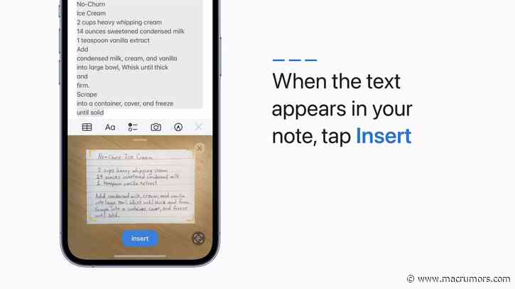 iOS 15.4 Adds New 'Scan Text' Shortcut in Notes App