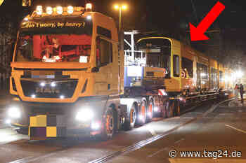 Hier rollt die zweite "dicke" Straßenbahn für Dresden von der Autobahn - TAG24