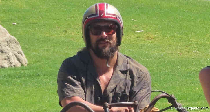 Jason Momoa Waits for a Mechanic After His Motorcycle Breaks Down