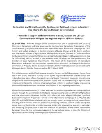 Restoration and Strengthening the Resilience of Agri-food systems in Southern Iraq (Basra, Dhi-Qar and Missan Governorates) [EN/AR] - Iraq - ReliefWeb