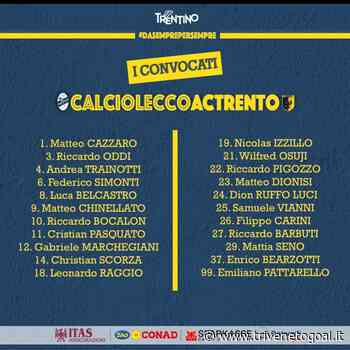 Lecco – Trento, i convocati di Parlato: torna Izzillo, fuori Nunes e Caporali - Trivenetogoal