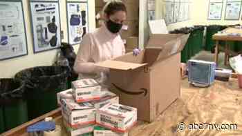 Rutgers University volunteers sort emergency medical supplies, equipment for Ukraine - WABC-TV