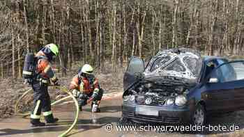Fahrzeugbrand - Feuerwehr an B 462 bei Dunningen im Einsatz - Schwarzwälder Bote