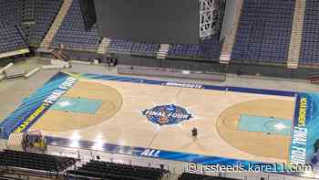The floor is ready for the Women's Final Four at Target Center