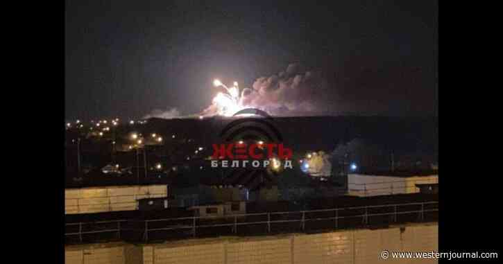 Watch: Powerful Explosion Rocks Munitions Depot of Border City in Russia