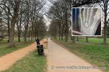 Runner suffers broken foot after she was hit by bike in Cassiobury Park