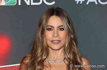 Sofia Vergara Dazzles in Green Off-the-Shoulder Ruffled Sundress and Studded Platform Wedges - Yahoo Life