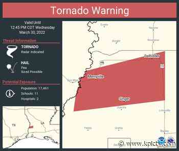 Tornado warnings: DeRidder, Merryville, Singer, Oretta, Bancroft Fields - KPLC
