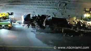 Crashes Involving Rolled Over Tractor-Trailers Close Lanes of U.S. 27 in Broward