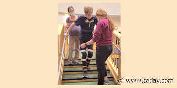 14-year-old paralyzed in tornado walks out of hospital 3 months later