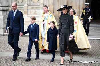 Prince George and Princess Charlotte arrive with Will and Kate at Prince Philip memorial