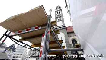 Der Augsburger Perlach verschwindet bald hinter einem Schutznetz