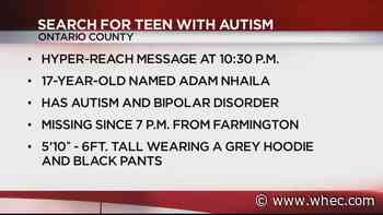 UPDATE: Ontario County Sheriff's Office searching for missing teen with autism, Adam Nhaila