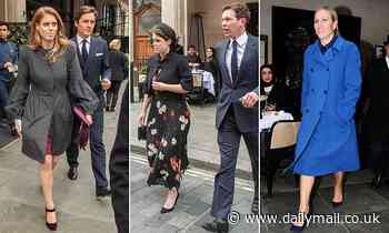 Beatrice and Eugenie are joined by Zara Tindall at Scott's restaurant after Prince Philip's memorial - Daily Mail