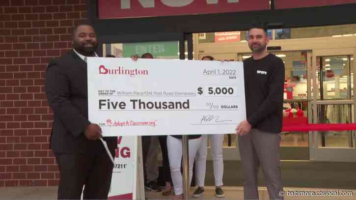 Burlington Donates $5K To William Paca/Old Post Road Elementary In Abingdon