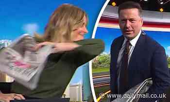 Allison Langdon flings her newspaper at Karl Stefanovic over his 'dog act' April Fool's Day prank - Daily Mail