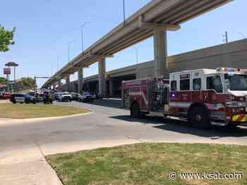Driver suffering medical episode strikes pedestrian, column before vehicle catches fire on Northwest Side - KSAT San Antonio