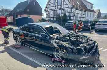 Brennendes Hybridauto in Leonberg: Fahrzeugbatterie war nicht betroffen - Leonberger Kreiszeitung - Leonberger Kreiszeitung