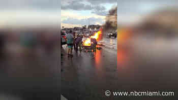 Fight Breaks Out After Motorcycle Crash, Fire in Hollywood