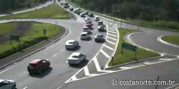 Tráfego congestionado na Mogi-Bertioga na manhã deste sábado (5) - Costa Norte
