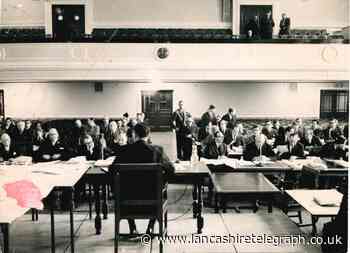 Historic photo of meeting that determined town centre future