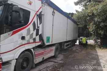 Enorme camion fermo a Limoncino: ci sono le auto parcheggiate, non passa, torna indietro - Livornopress - notizie livorno - Livorno Press