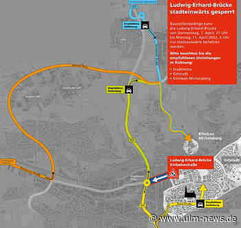 Ludwig-Erhard-Brücke in Ulm stadteinwärts gesperrt