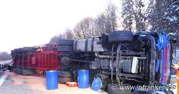 Vollsperrung auf A7 im Kreis Ansbach: Bewusstloser Fahrer aus umgekipptem Laster gerettet - Hubschrauber im Einsatz - inFranken.de