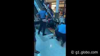 Mulher de 81 anos fica ferida ao cair em escada rolante de shopping no Recife - Globo.com