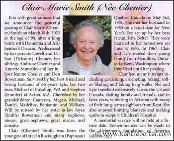 Clair Marie (Chenier) Smith | Obituary - Kent Reporter
