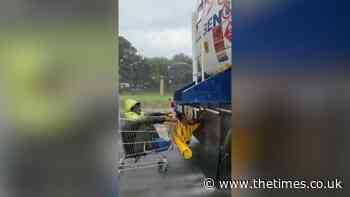 Trolley dash daredevil grabs a ride on speeding fuel tanker - The Times