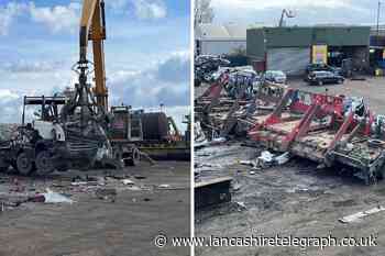 Watch: Skip wagons from suspected illegal Great Harwood waste site crushed