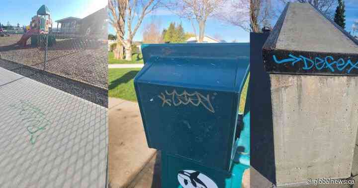 Racist graffiti in Sidney, North Saanich prompts police plea for help - Global News